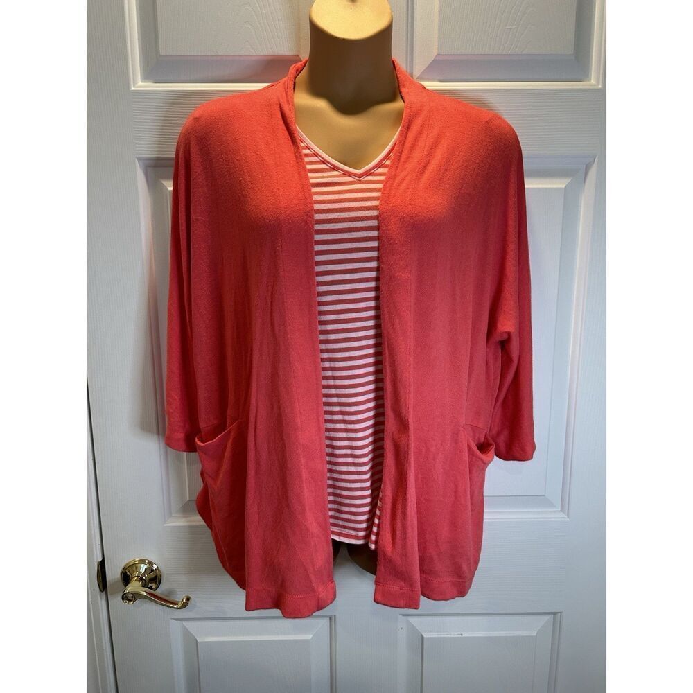 Time and Tru Plus Size XL 16-18 Sweater Cardigan & Tank Top 2 Piece Set Pink